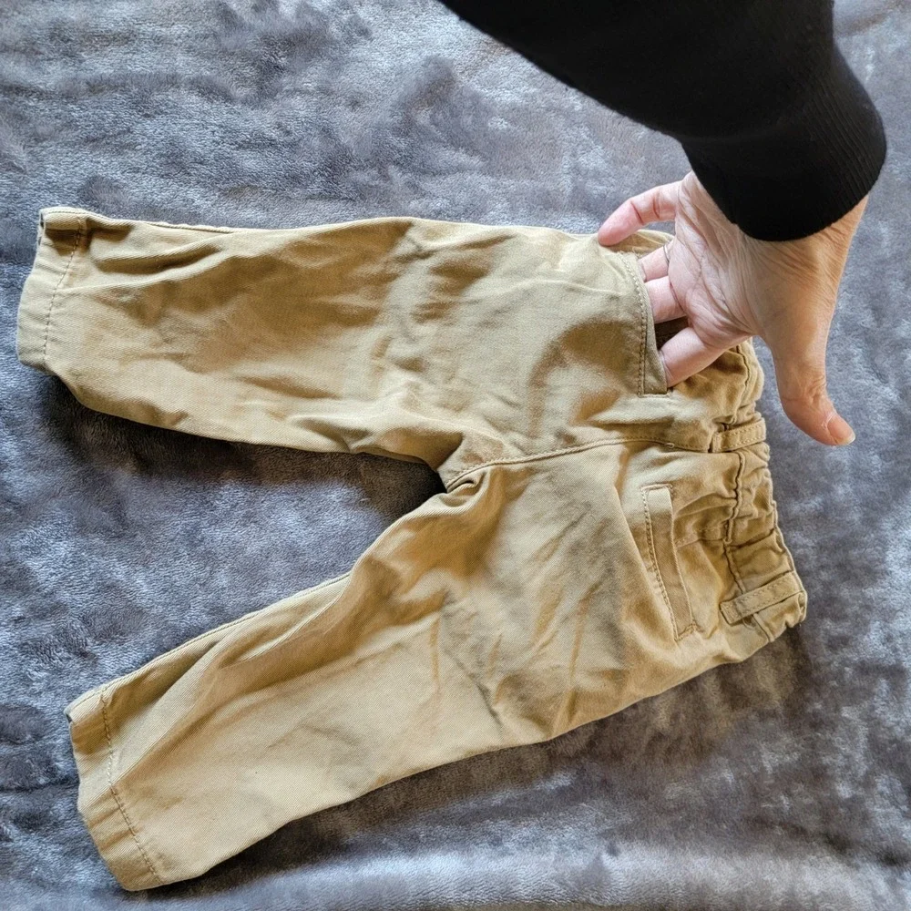 The Children's Place Chino Dress Trouser Baby Boy 6-9M Khaki Adjustable Waist
